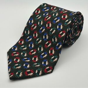 Gap | Vintage Life Preserver Nautical Silk Necktie Tie | Green/Blue/Red
